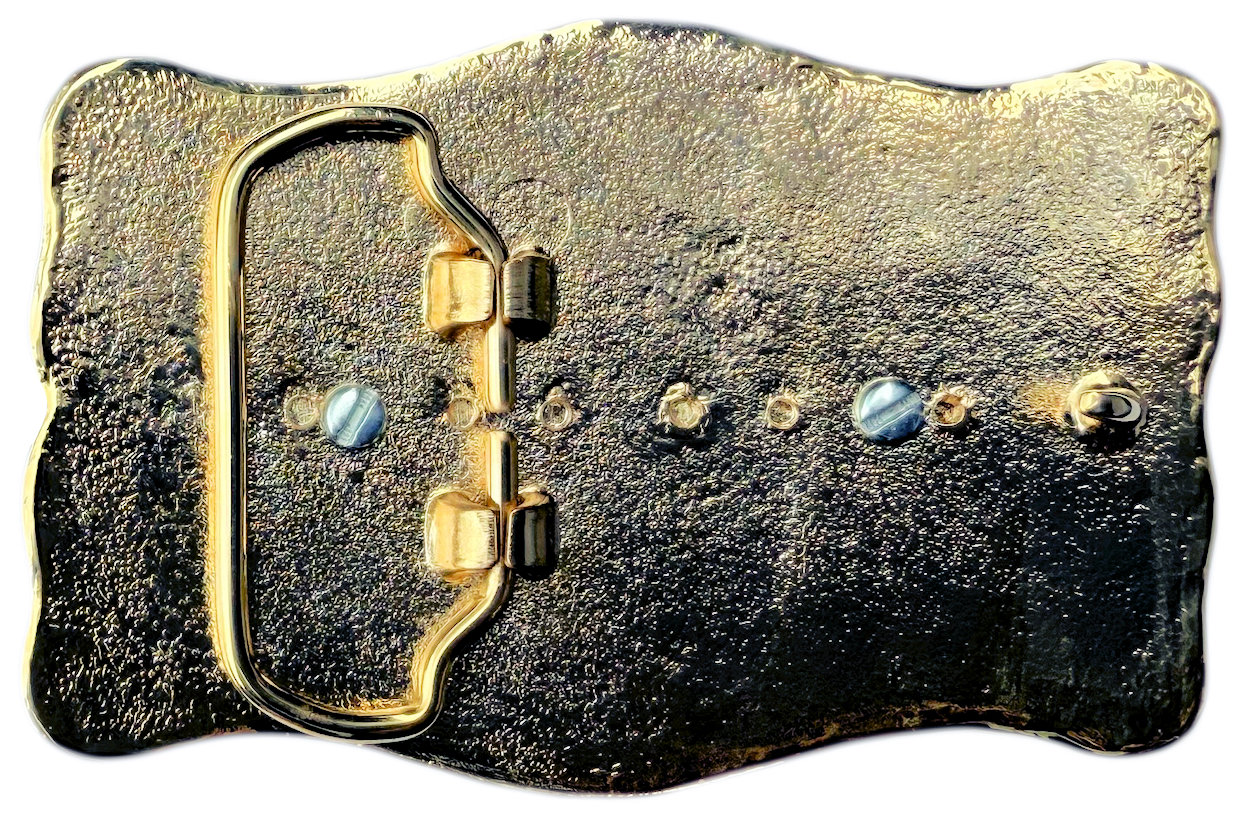 Western Style Belt Buckle with Blue Faceted Centre