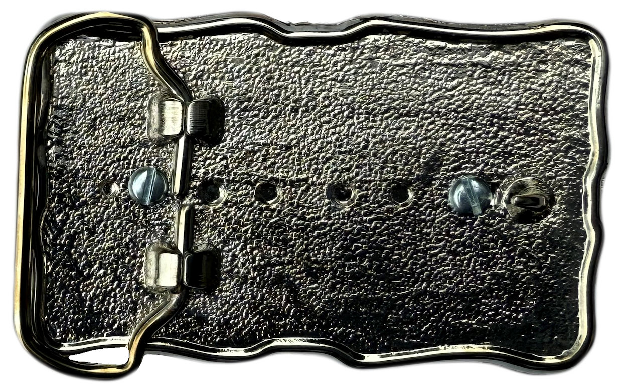 Western Style Belt Buckle with Red Faceted Glass Centre